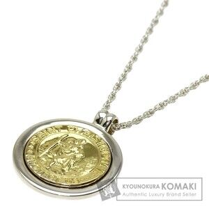 Tiffany Co St Christopher Coin Necklace Silver Yellow Gold